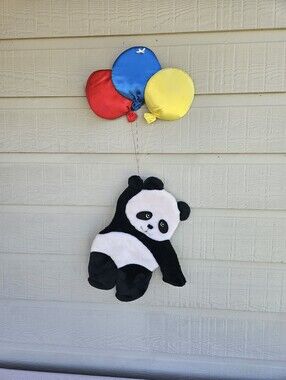 VTG Russ Hanging Panda Bear Primary Color Balloons Nursery Baby 32" Plush